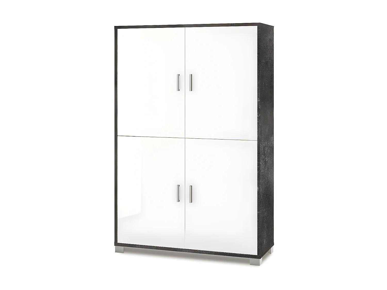 Mobile 4 ante kit l108 p41 h161 in truciolare nobilitato color ossido nero e bianco lucido