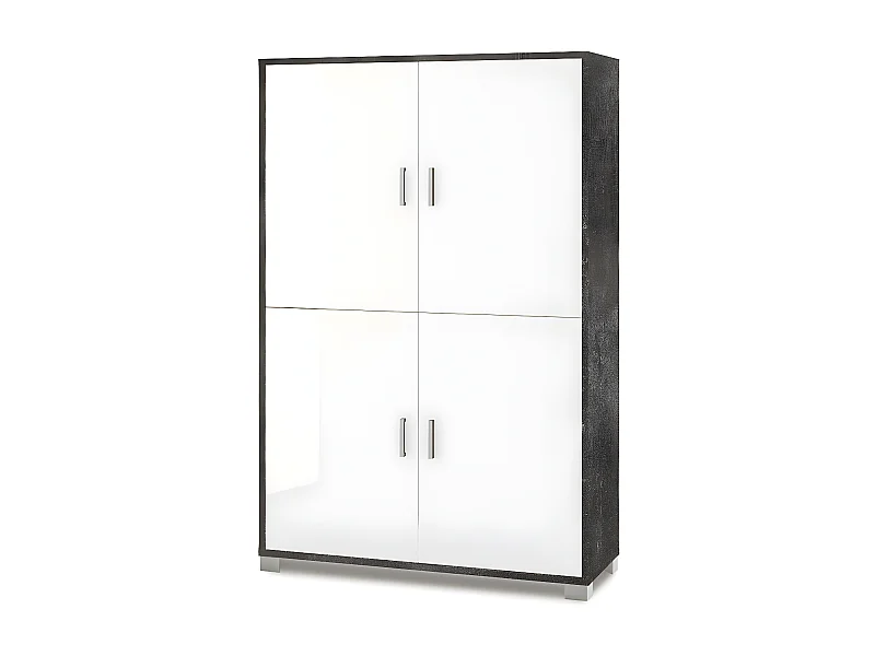 Mobile 4 ante kit l108 p41 h161 in truciolare nobilitato color ossido nero e bianco lucido