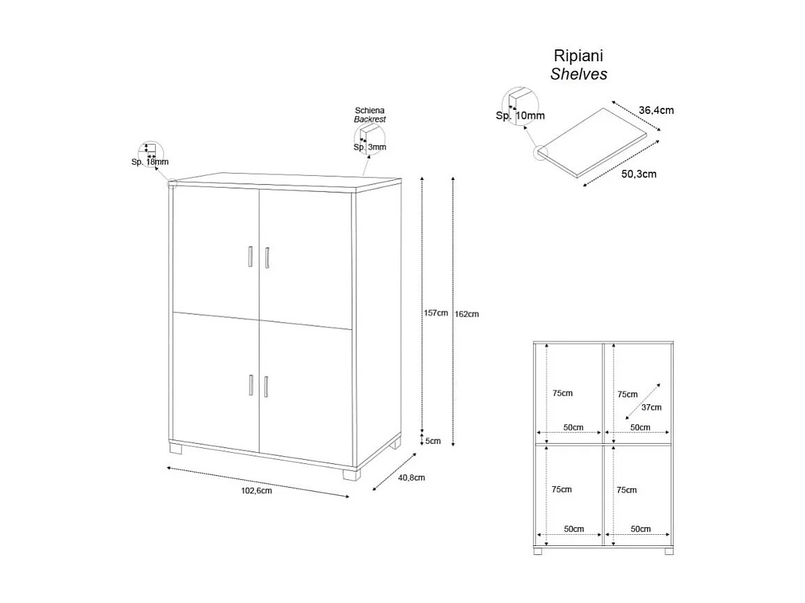 Sideboard Kommode 4 Türen Schrank modernes Wohnzimmer Maray