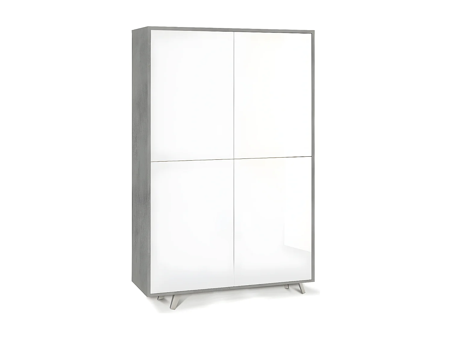 Mobile 4 ante kit l108 p41 h161 in truciolare nobilitato color cemento e bianco lucido