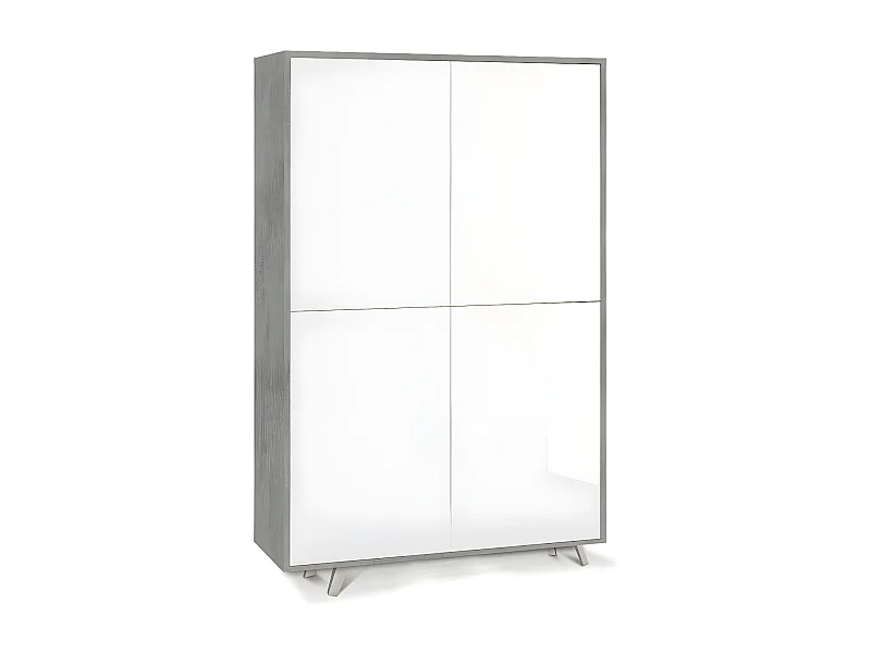 Mobile 4 ante kit l108 p41 h161 in truciolare nobilitato color cemento e bianco lucido