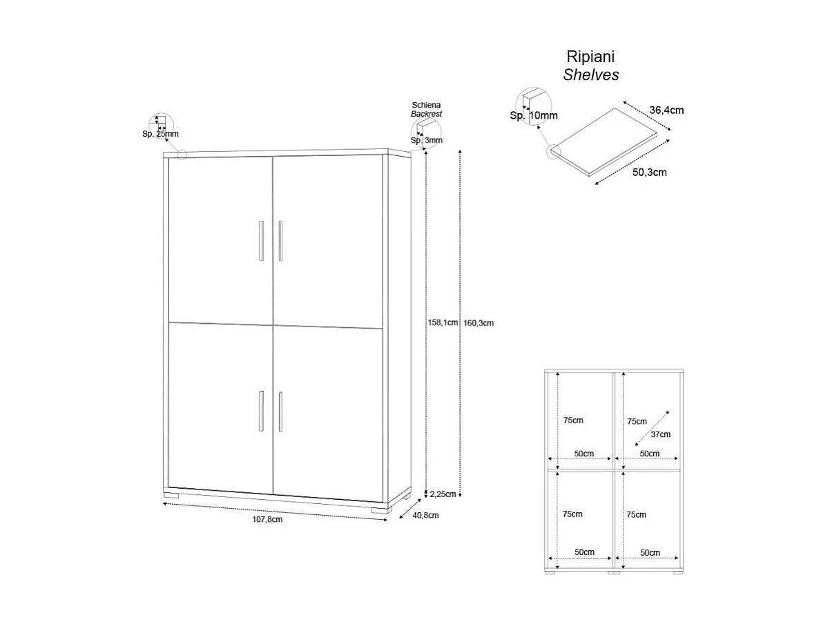 Moderner 4-türiger Sideboard-Schrank für Wohnzimmer Aimée