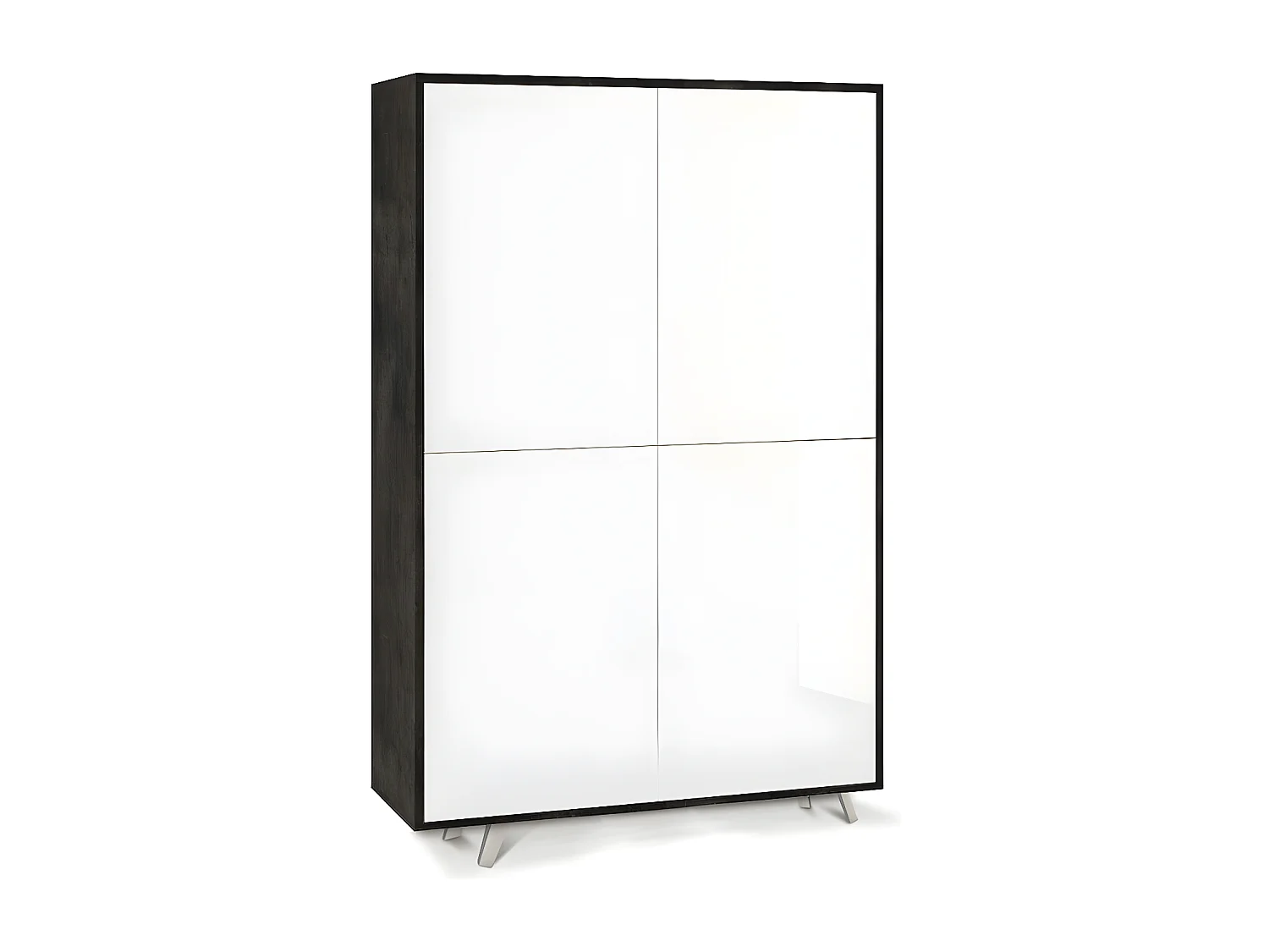 Mobile 4 ante kit l108 p41 h161 in truciolare nobilitato color ossido nero e bianco lucido