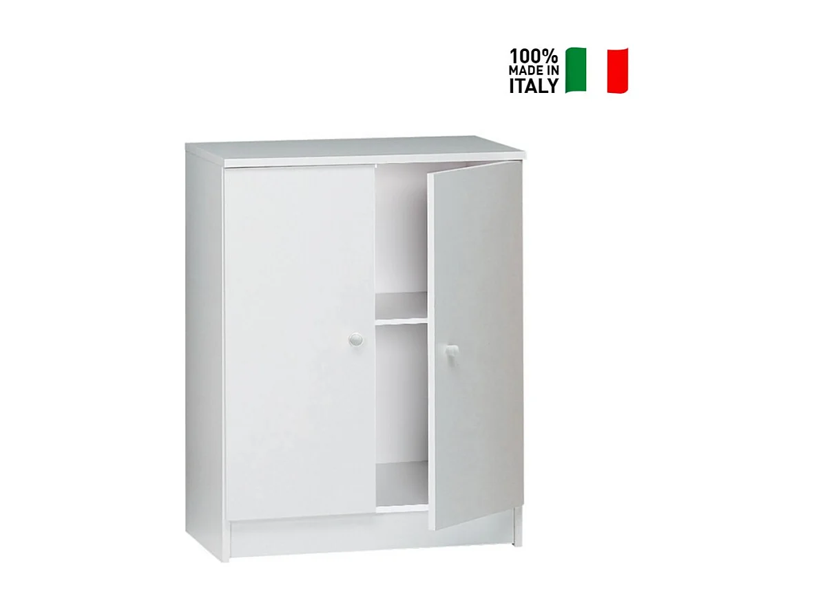 Mobile 2 ante kit l62 p34 h80 in truciolare nobilitato color bianco liscio