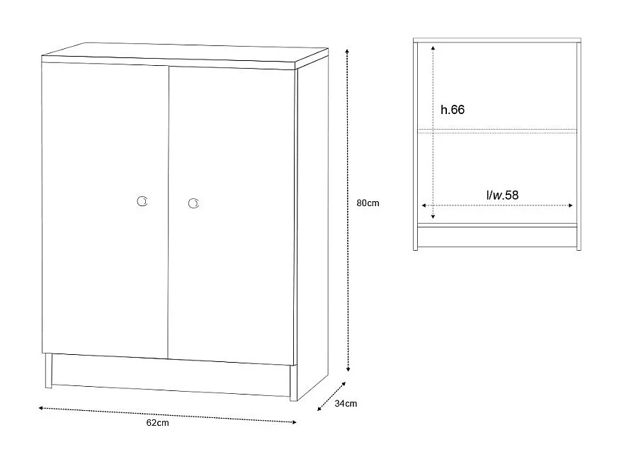 Mobile 2 ante kit l62 p34 h80 in truciolare nobilitato color eucalipto