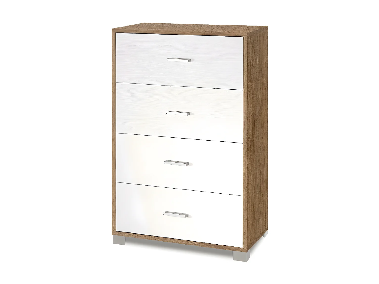 Mobile 4+2 cassetti kit l70 p41 h112 in truciolare nobilitato color noce stelvio e bianco fiammato