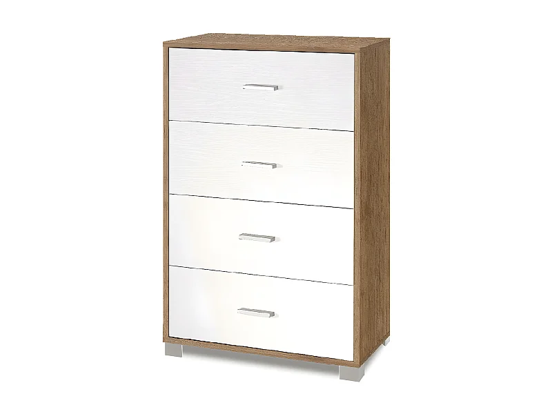 Mobile 4+2 cassetti kit l70 p41 h112 in truciolare nobilitato color noce stelvio e bianco fiammato