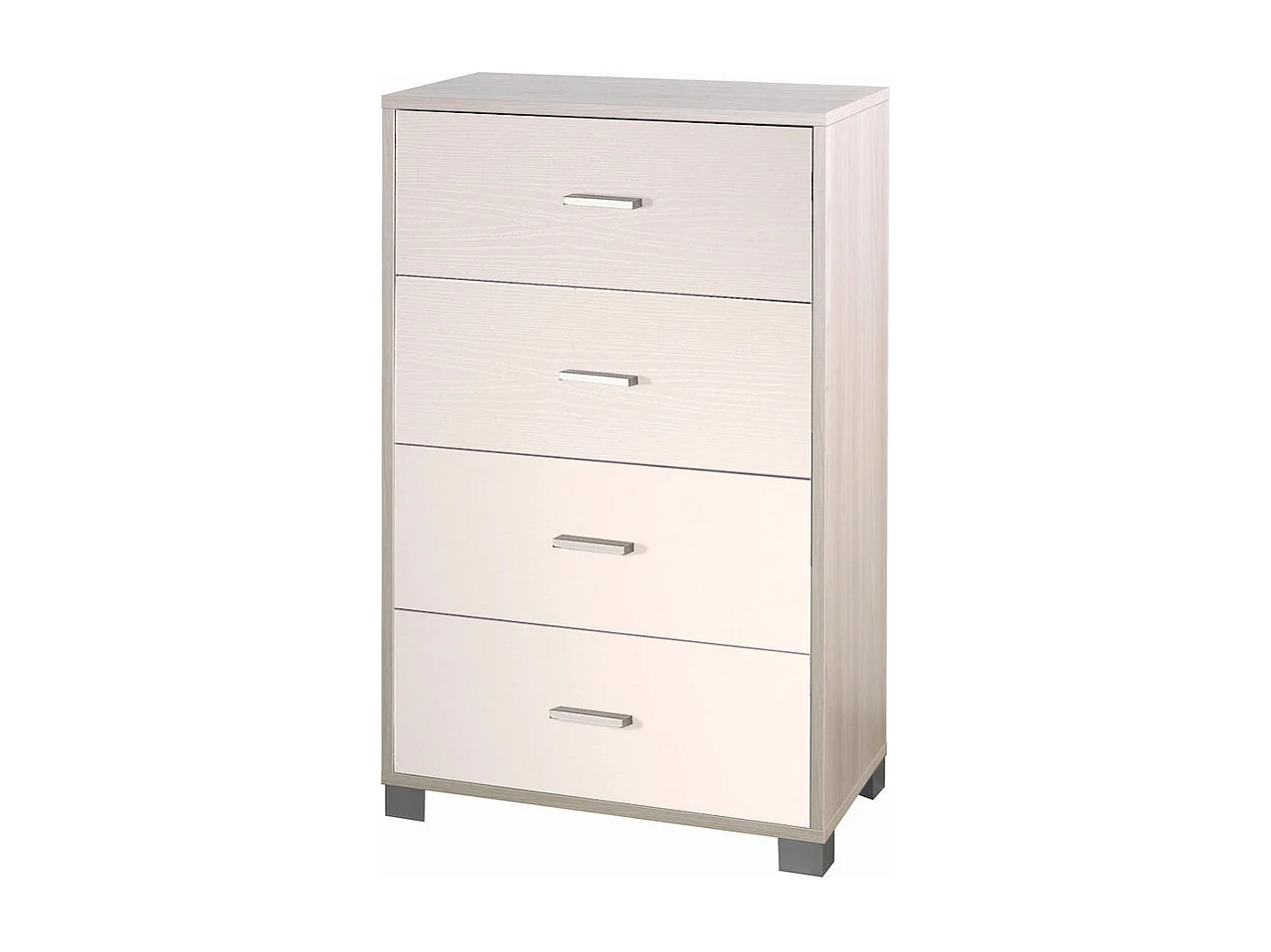 Cajonera dormitorio 4 cajones oficina diseño moderno Elita - Olmo - Blanco