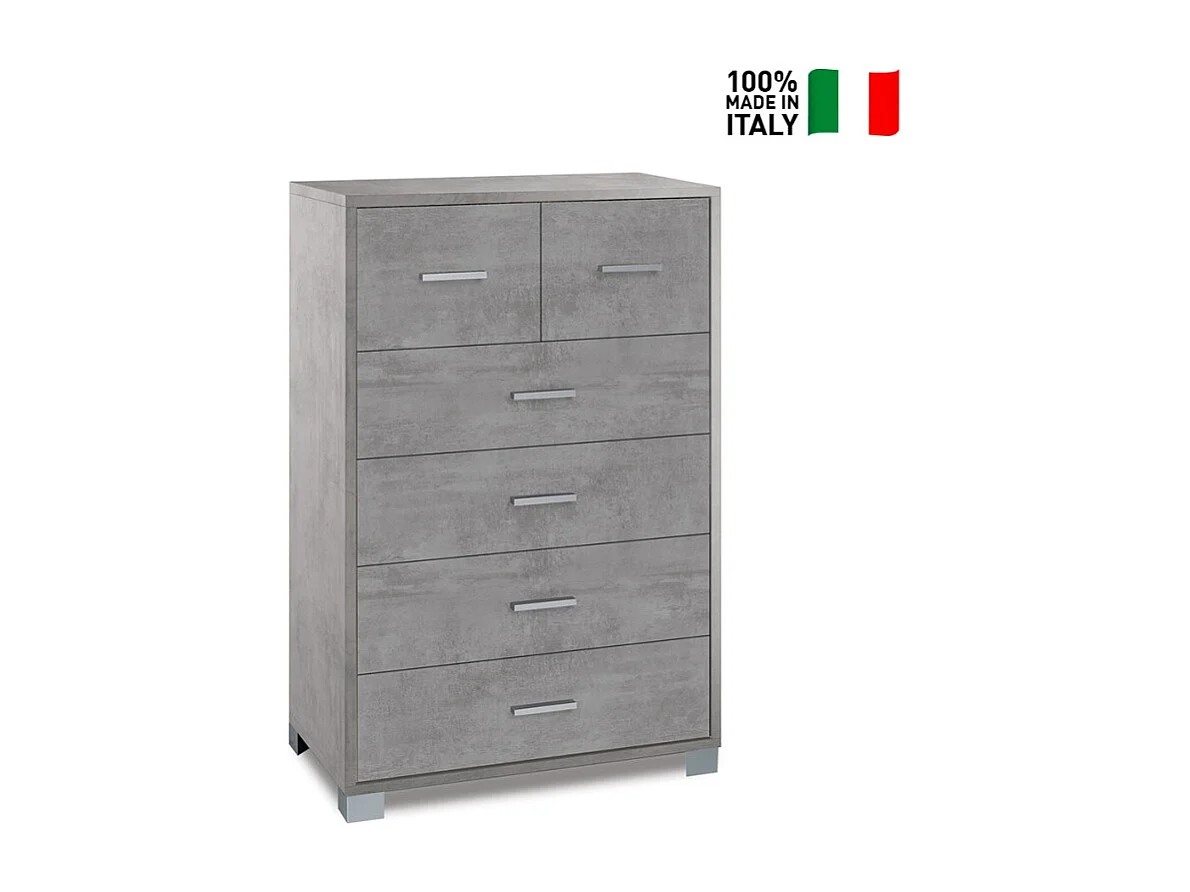 Moderne Design-Kommode 6 Schubladen Wohnzimmer Schlafzimmer Mera - Grau
