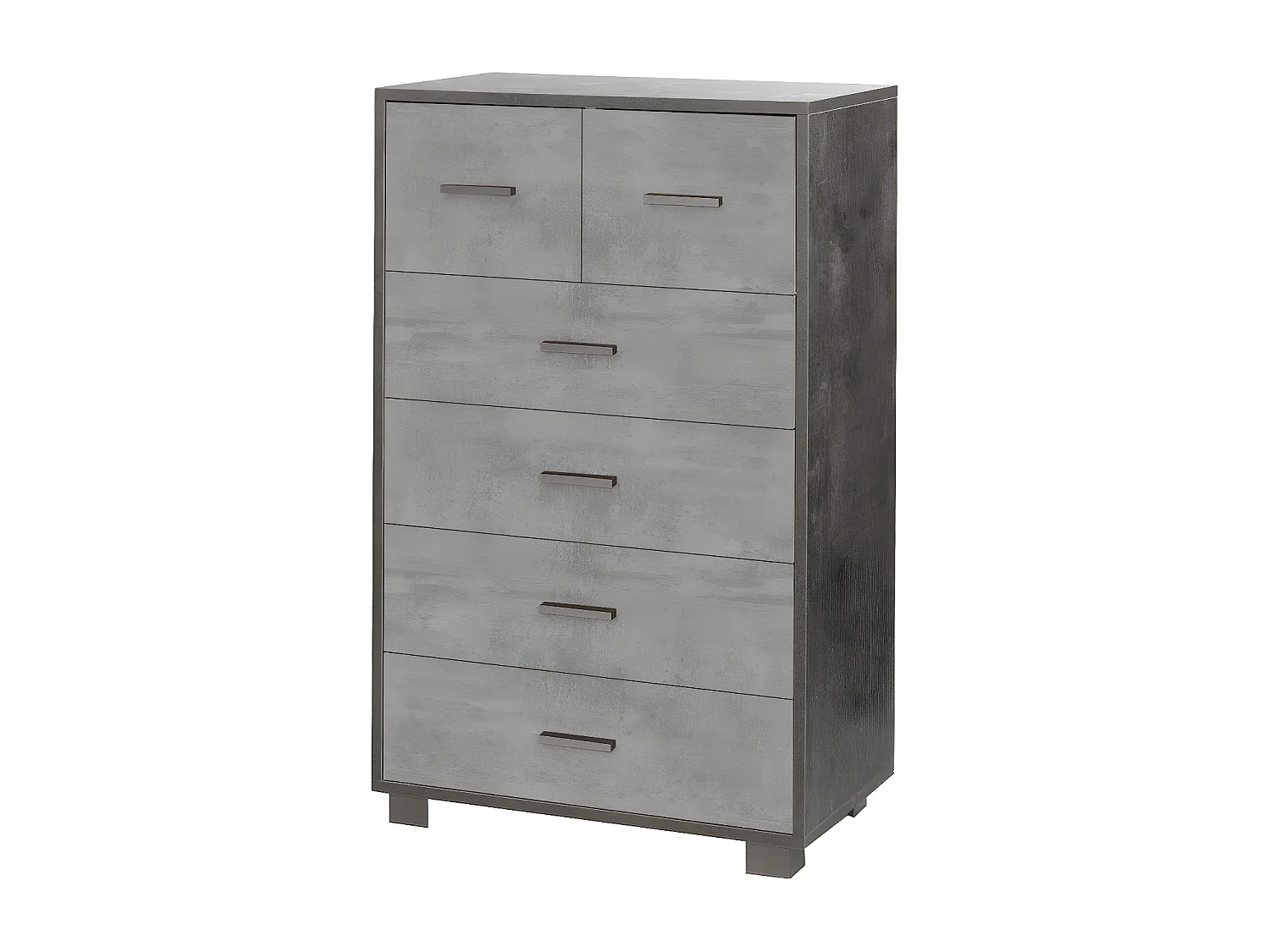 Mobile 4+2 cassetti kit l70 p41 h112 in truciolare nobilitato color ossido nero e cemento