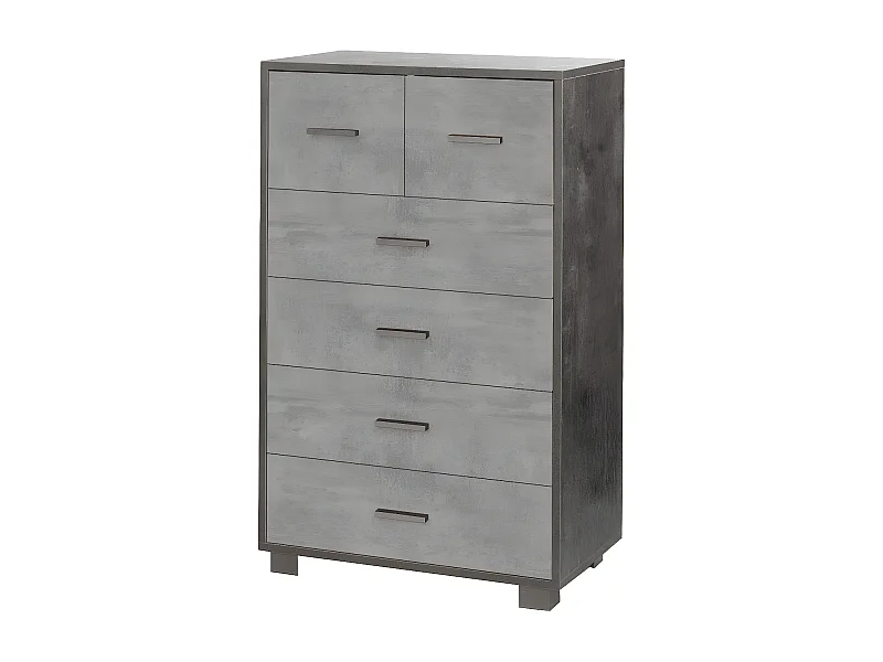 Mobile 4+2 cassetti kit l70 p41 h112 in truciolare nobilitato color ossido nero e cemento