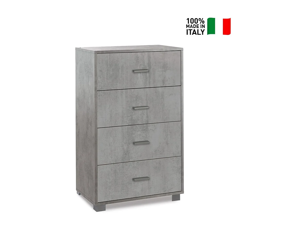 Cajonera dormitorio 4 cajones oficina diseño moderno Elita - Gris