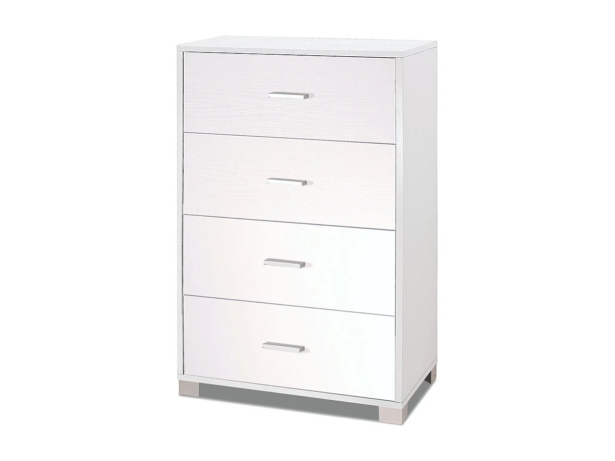 Cajonera dormitorio 4 cajones oficina diseño moderno Elita - Blanco