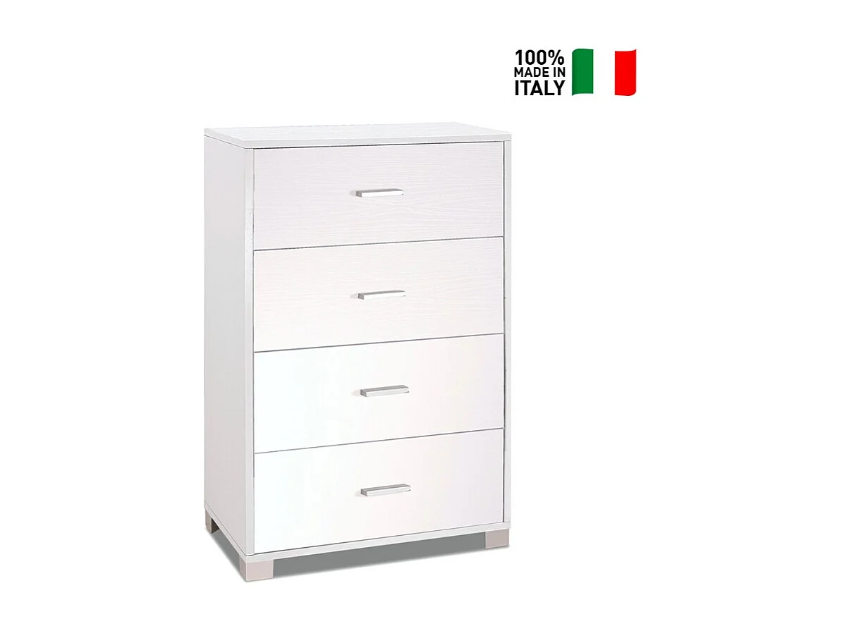 Cajonera dormitorio 4 cajones oficina diseño moderno Elita - Blanco