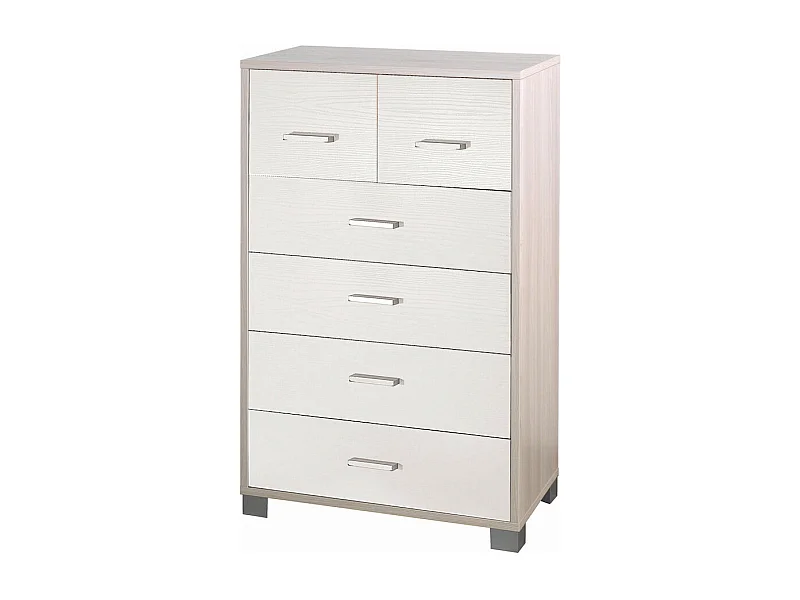 Moderne Design-Kommode 6 Schubladen Wohnzimmer Schlafzimmer Mera - Ulme - Weiß
