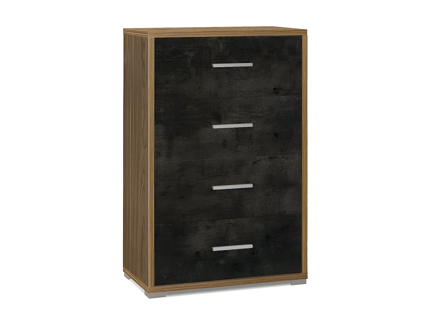 Mobile 4 cassetti kit l71 p41 h110 in truciolare nobilitato color noce stelvio e ossido nero