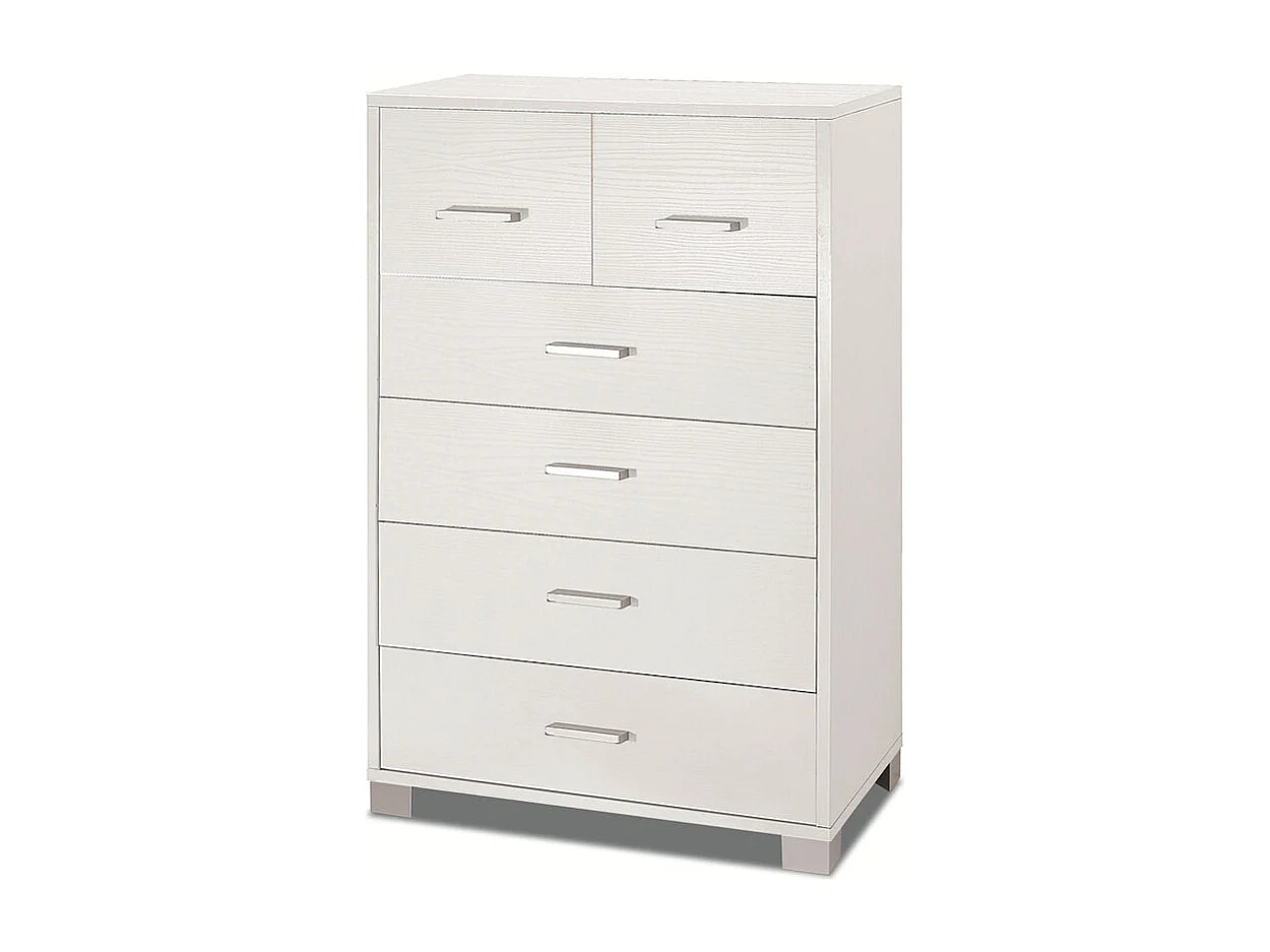 Moderne Design-Kommode 6 Schubladen Wohnzimmer Schlafzimmer Mera - Weiß