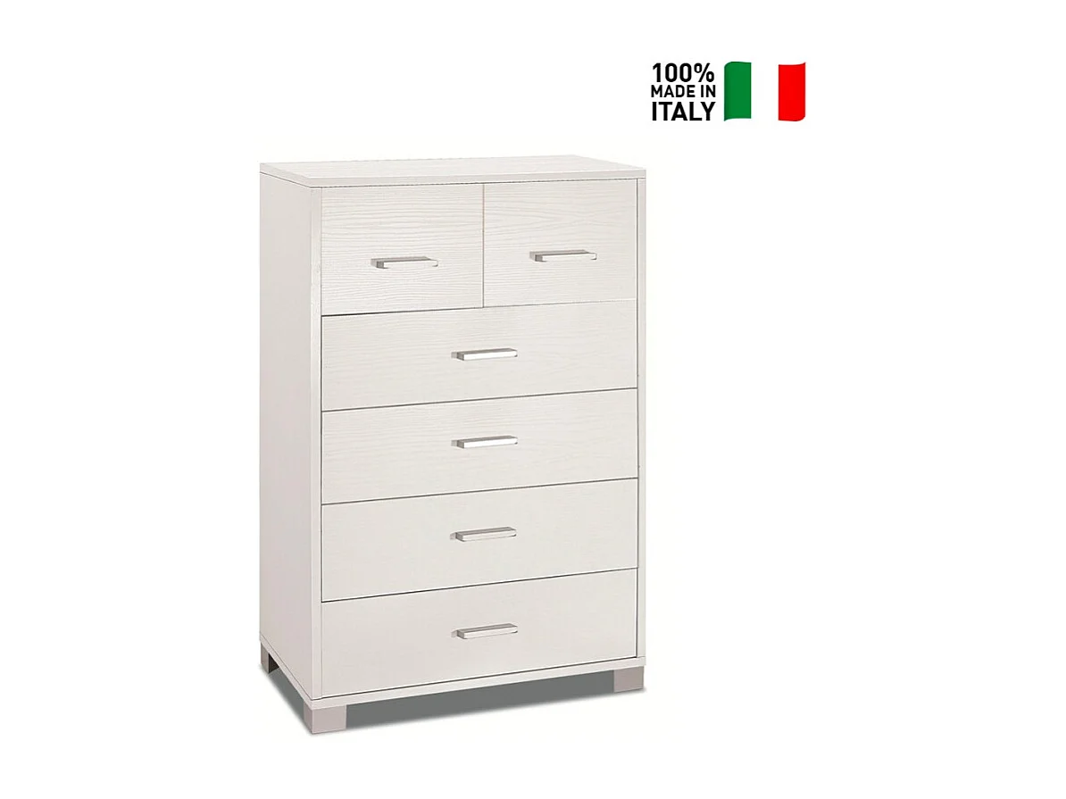 Moderne Design-Kommode 6 Schubladen Wohnzimmer Schlafzimmer Mera - Weiß