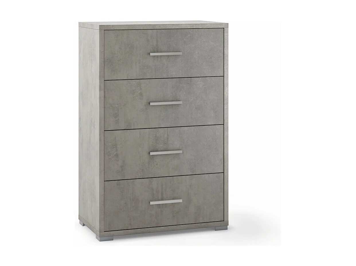 Cajonera dormitorio 4 cajones oficina diseño moderno Adelia - Gris