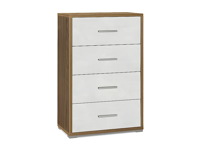 Mobile 4 cassetti kit l71 p41 h110 in truciolare nobilitato color noce stelvio e ossido bianco