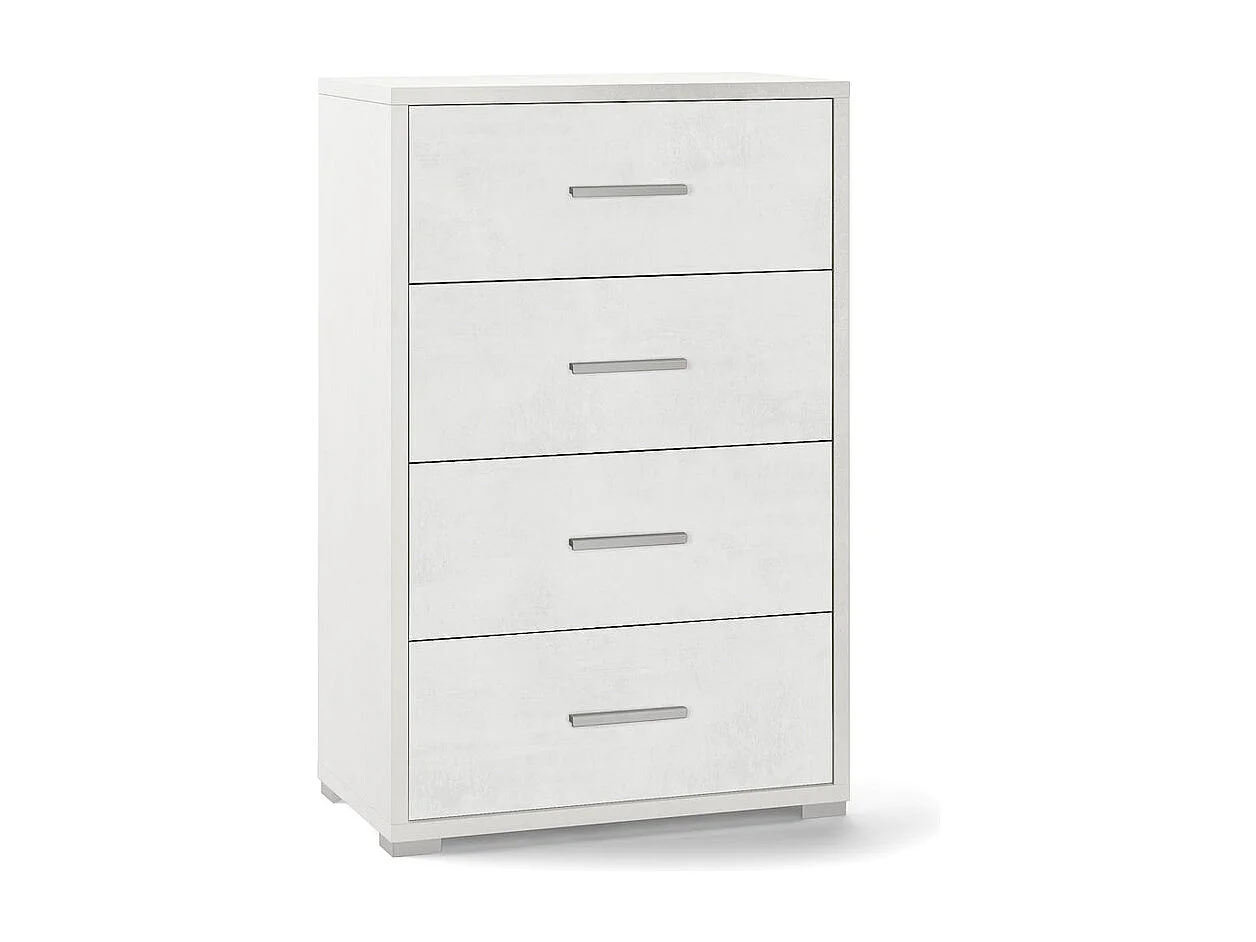 Cajonera dormitorio 4 cajones oficina diseño moderno Adelia - Blanco