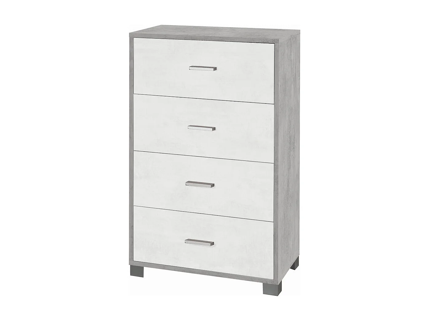 Cajonera dormitorio 4 cajones oficina diseño moderno Elita - Gris - Blanco