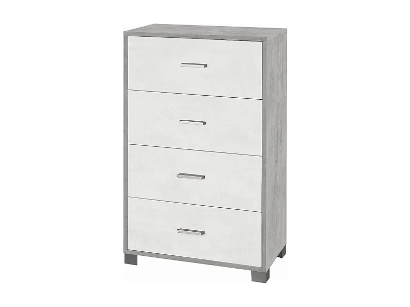 Moderne Kommode Büro Schlafzimmer 4 Schubladen Design Elita - Grau - Weiß