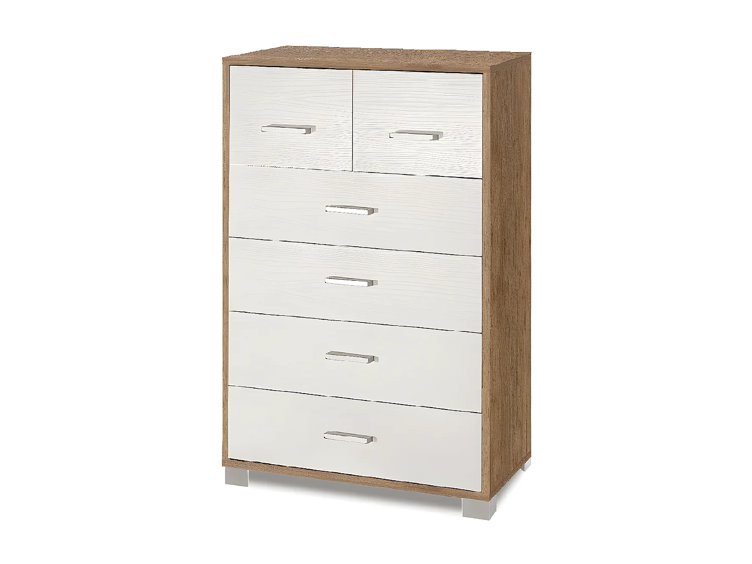 Mobile 4+2 cassetti kit l70 p41 h112 in truciolare nobilitato color noce stelvio e bianco fiammato