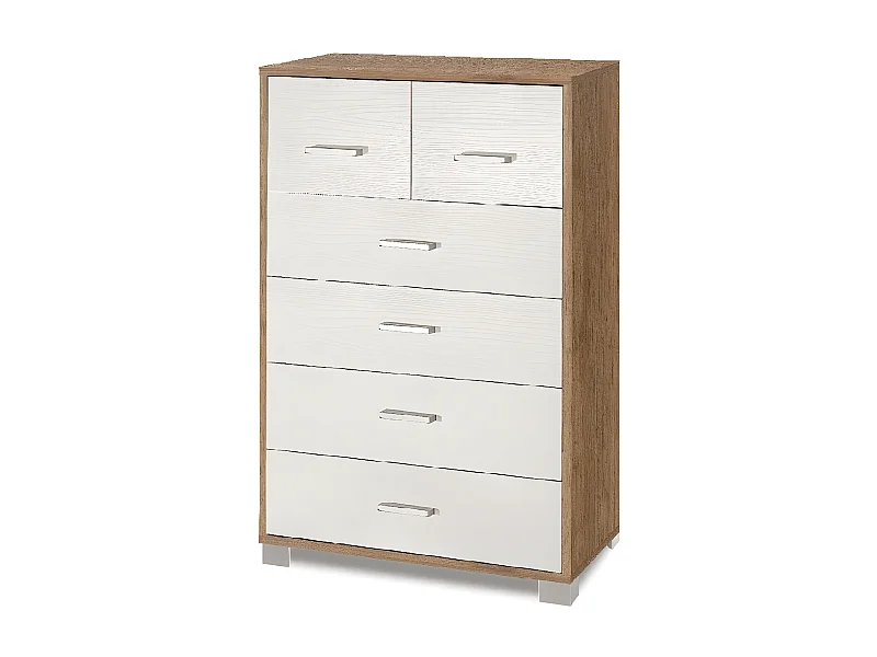 Mobile 4+2 cassetti kit l70 p41 h112 in truciolare nobilitato color noce stelvio e bianco fiammato