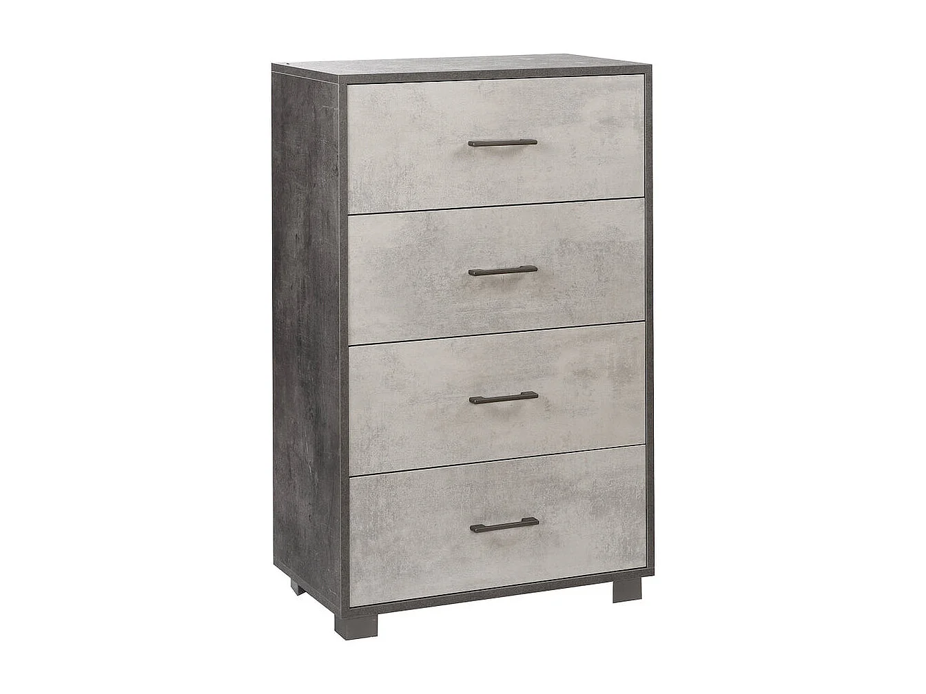 Cajonera dormitorio 4 cajones oficina diseño moderno Elita - Negro - Gris