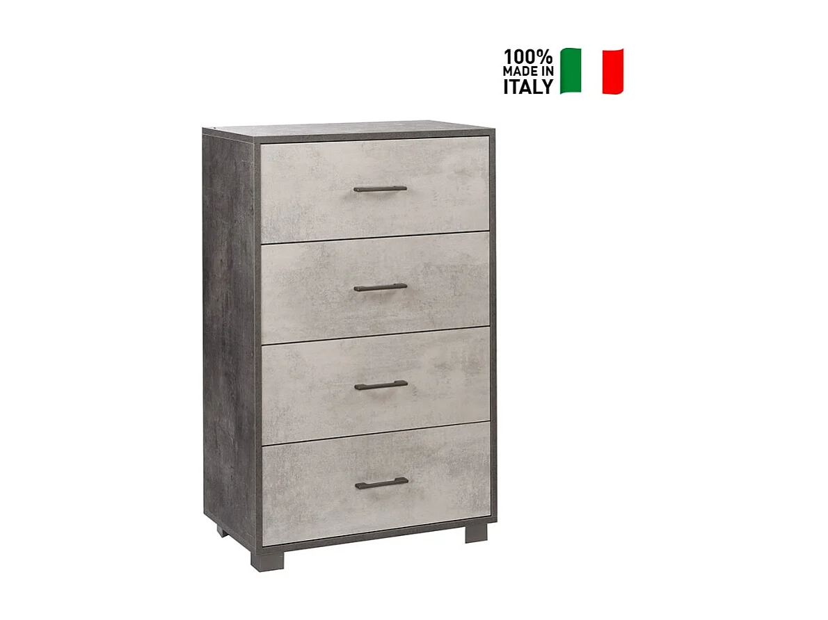 Cajonera dormitorio 4 cajones oficina diseño moderno Elita - Negro - Gris