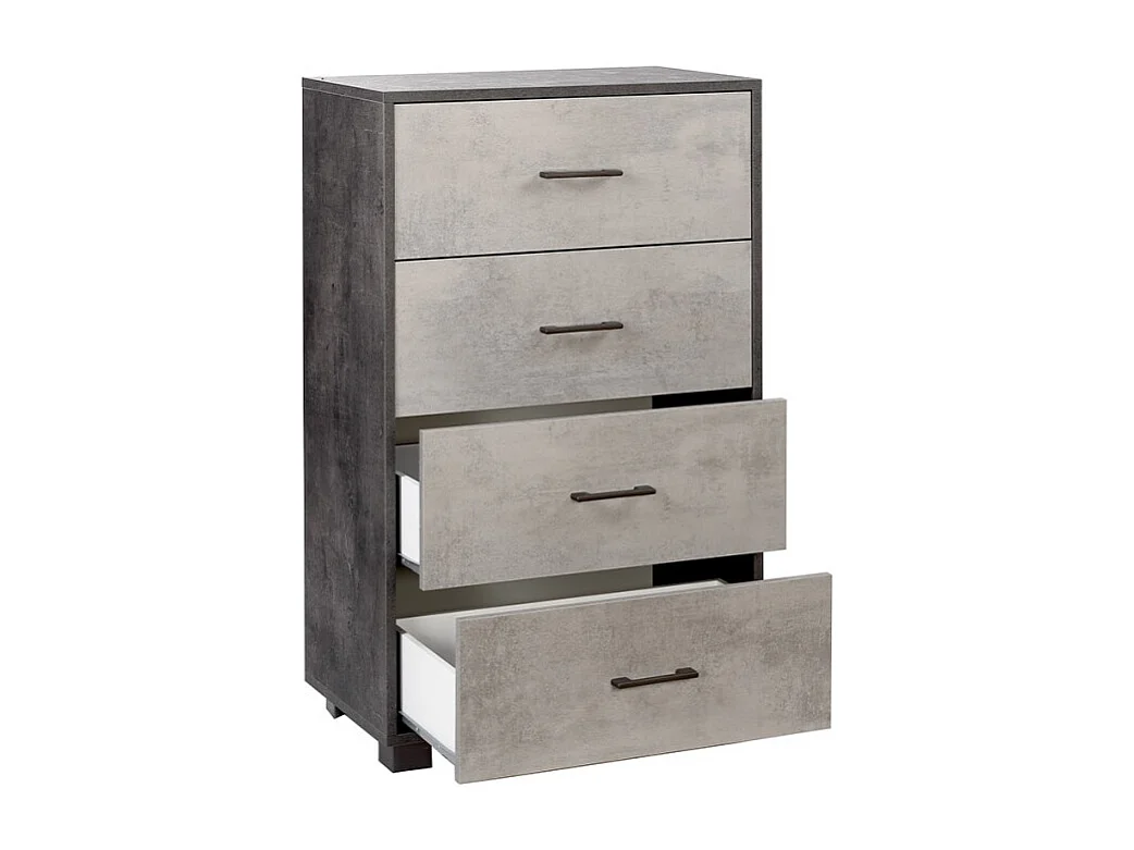 Cajonera dormitorio 4 cajones oficina diseño moderno Elita - Negro - Gris