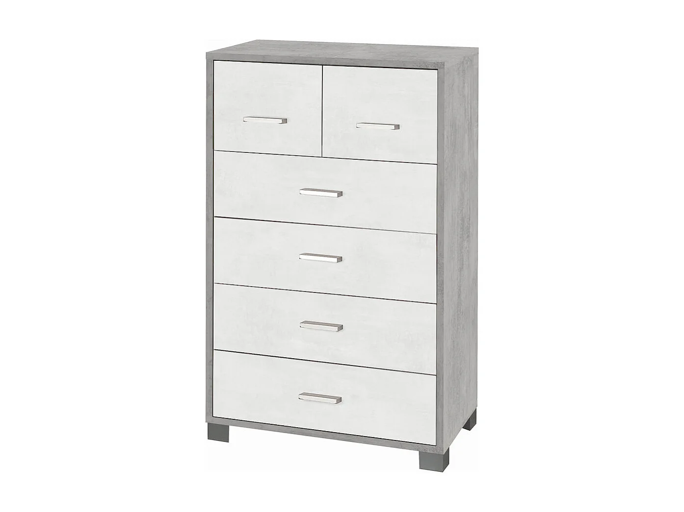 Moderne Design-Kommode 6 Schubladen Wohnzimmer Schlafzimmer Mera - Grau - Weiß