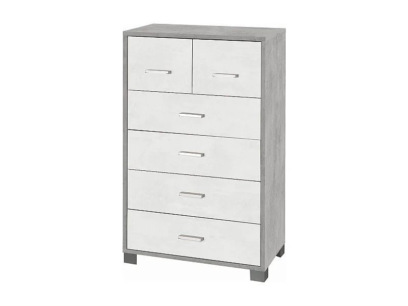 Moderne Design-Kommode 6 Schubladen Wohnzimmer Schlafzimmer Mera - Grau - Weiß