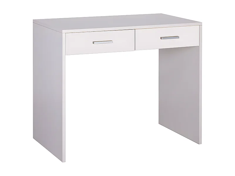 Scrivania 2 cassetti l90 in kit in truciolare nobilitato color bianco fiammato