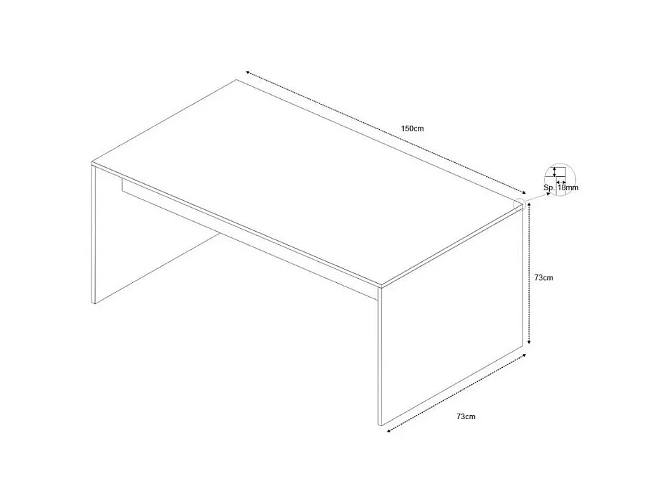 Bureau pour études design moderne design robuste 150×73 WYNAM