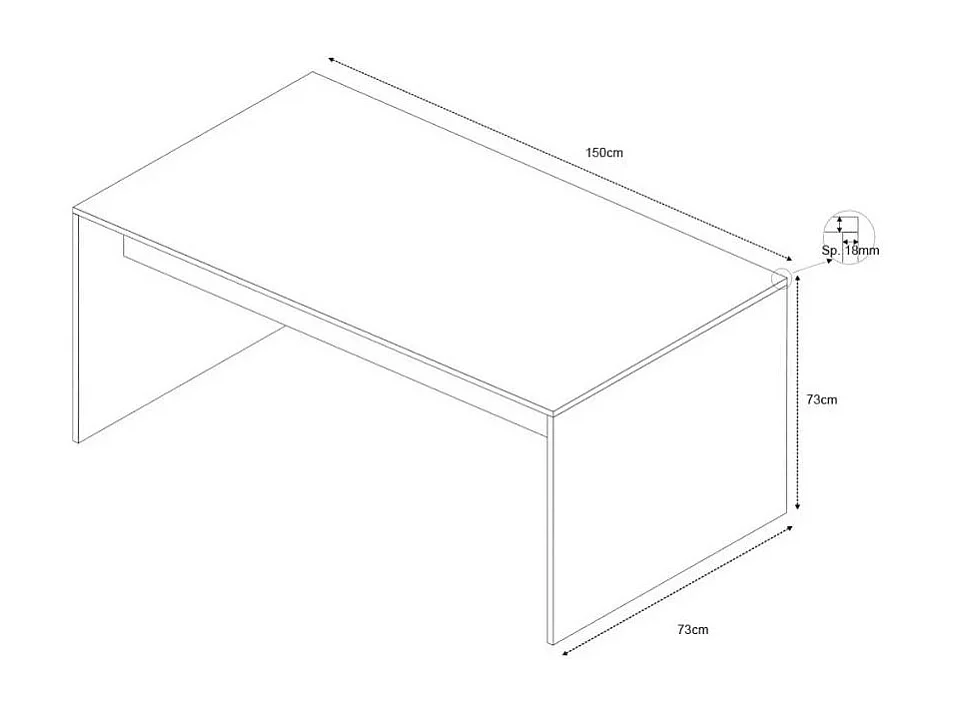 Bureau pour études design moderne design robuste 150×73 WYNAM