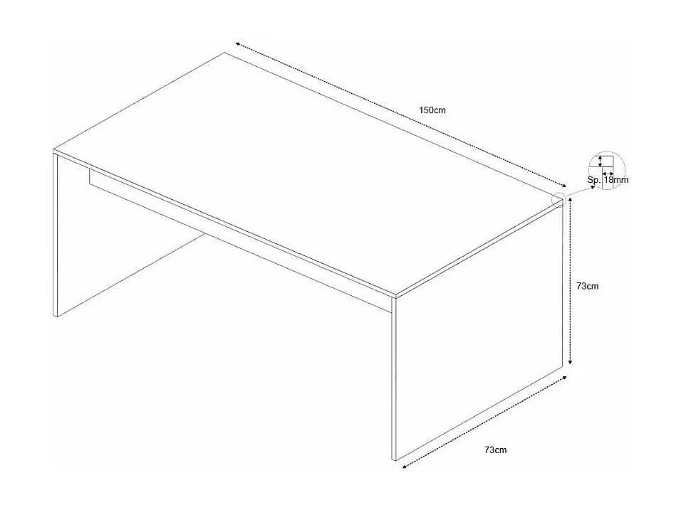 Escritorio de oficina de estudio de trabajo inteligente de diseño moderno Regular 150 - Olmo