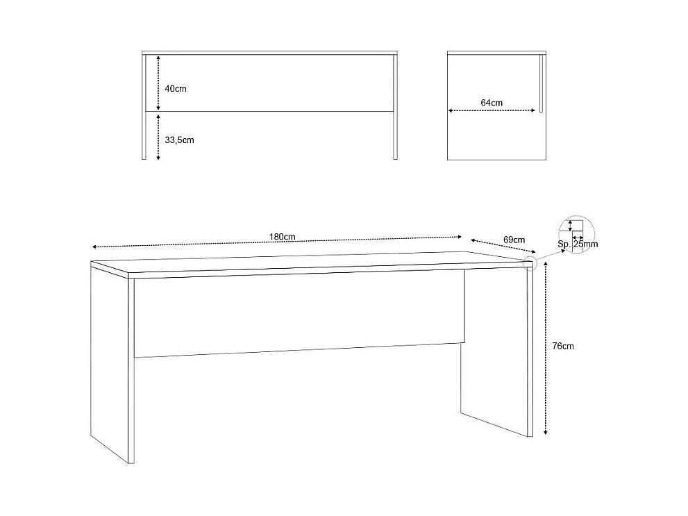 Bureau angle droit 180x69 moderne poste travail robuste KOMAN