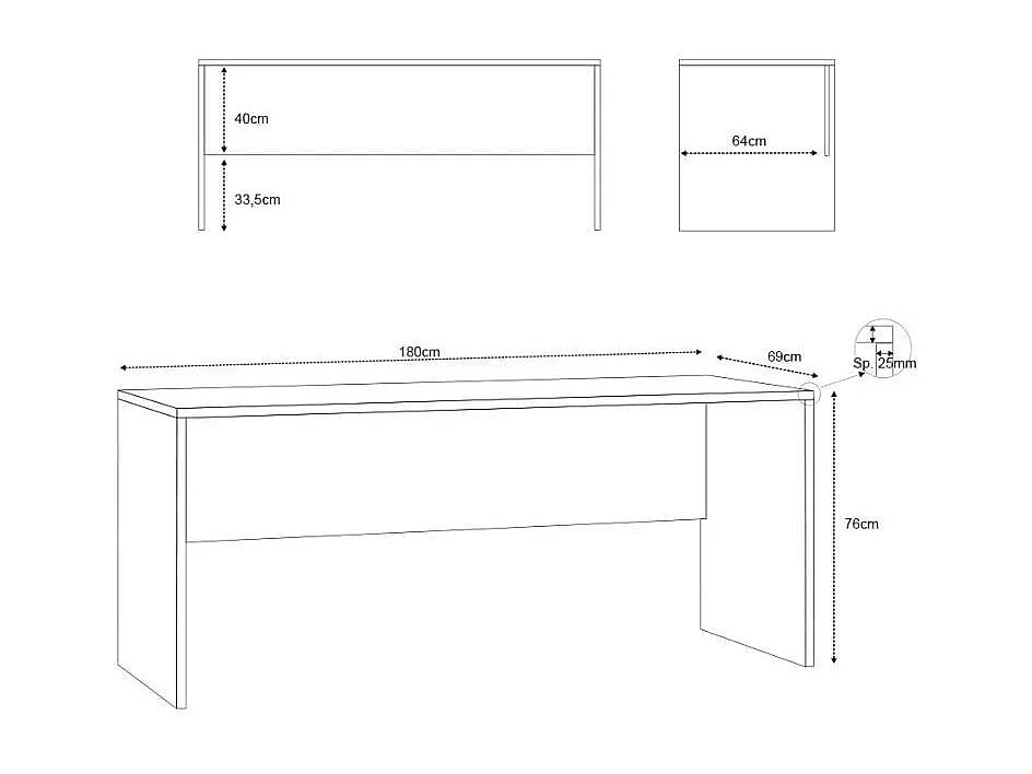Bureau angle droit 180x69 moderne poste travail robuste KOMAN