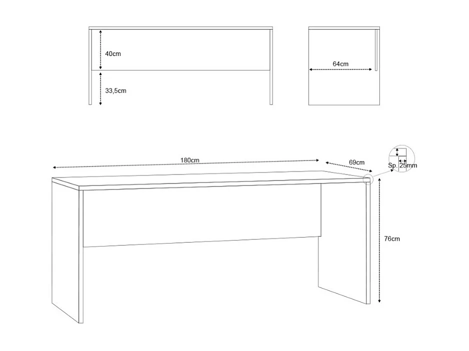 Bureau angle droit 180x69 moderne poste travail robuste KOMAN