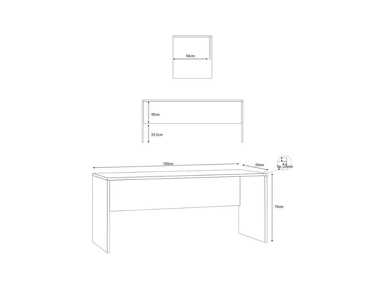 Bureau fixe pour étude et télétravail design moderne MAX