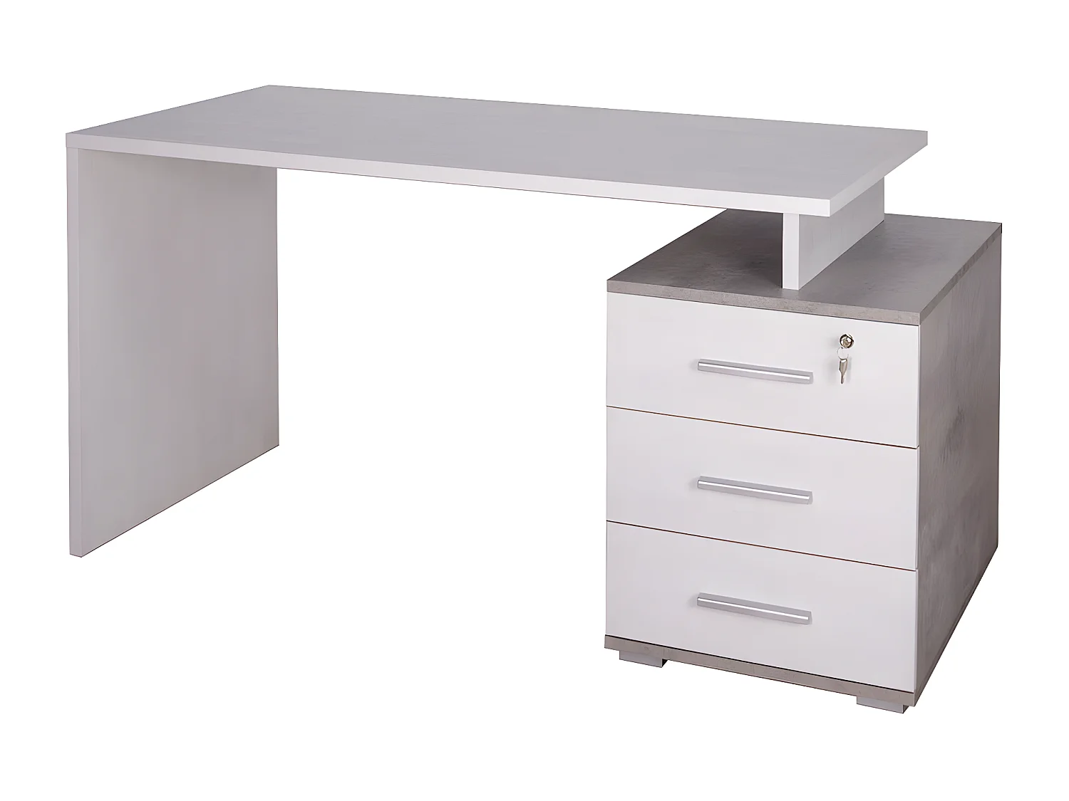 Scrivania 3 cassetti l154 in kit in truciolare nobilitato color ossido bianco