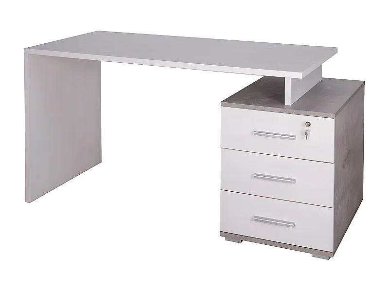 Scrivania 3 cassetti l154 in kit in truciolare nobilitato color ossido bianco