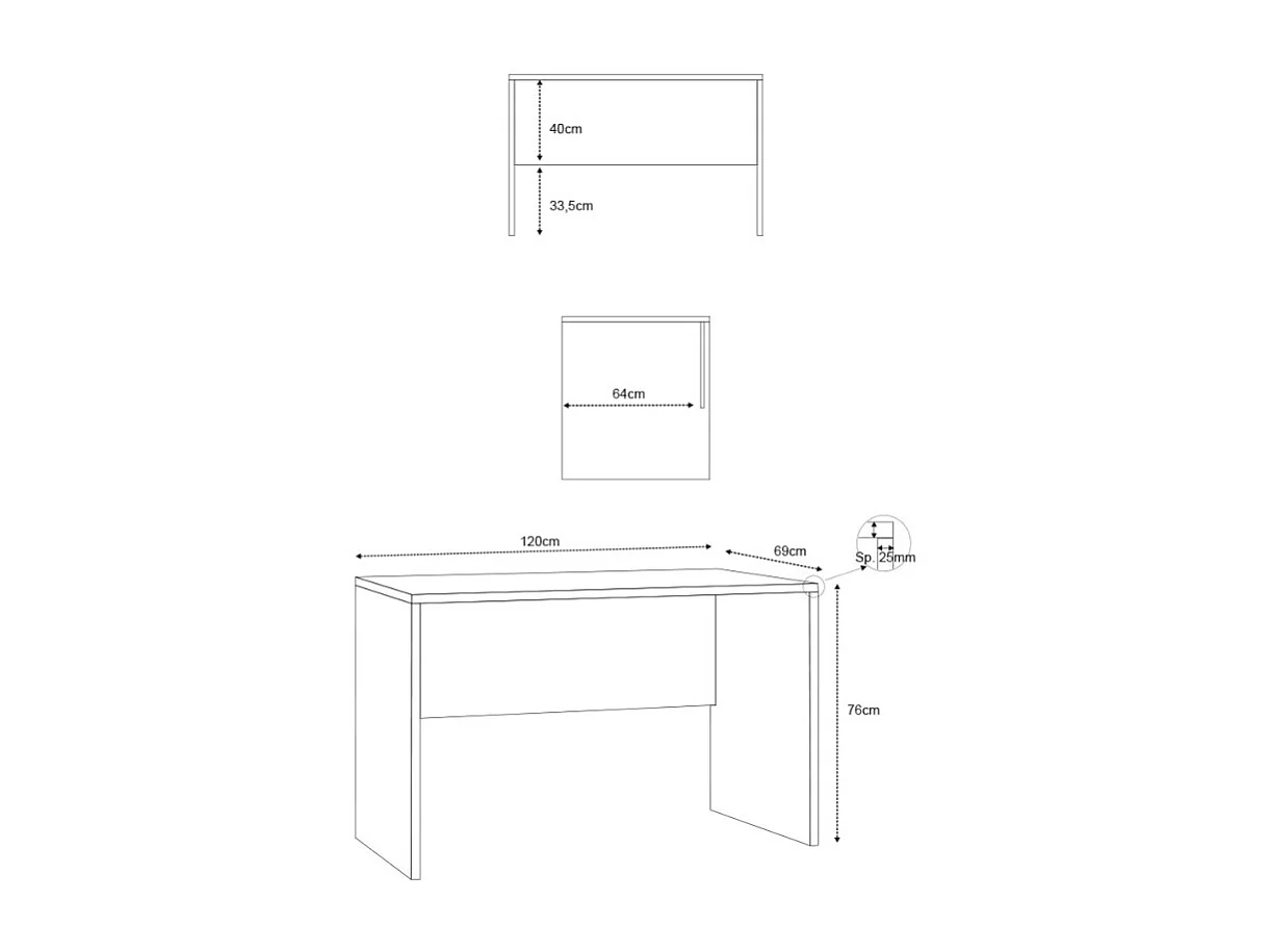 Escritorio de oficina de estudio de trabajo inteligente de diseño moderno Simply 120 - Gris