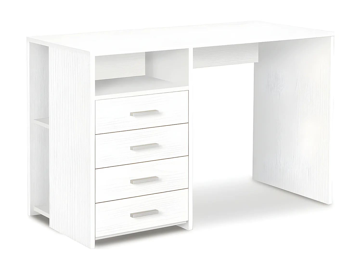 Scrivania 2 cassetti l90 in kit in truciolare nobilitato color bianco fiammato