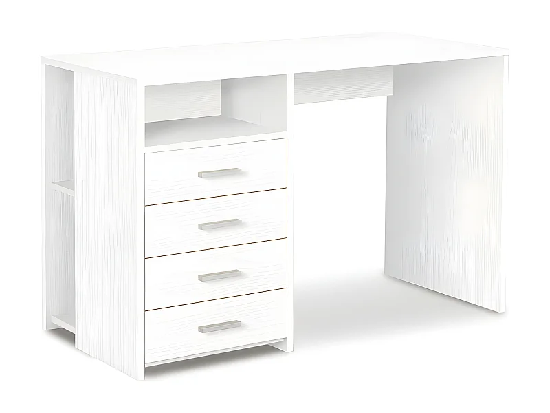 Scrivania 2 cassetti l90 in kit in truciolare nobilitato color bianco fiammato