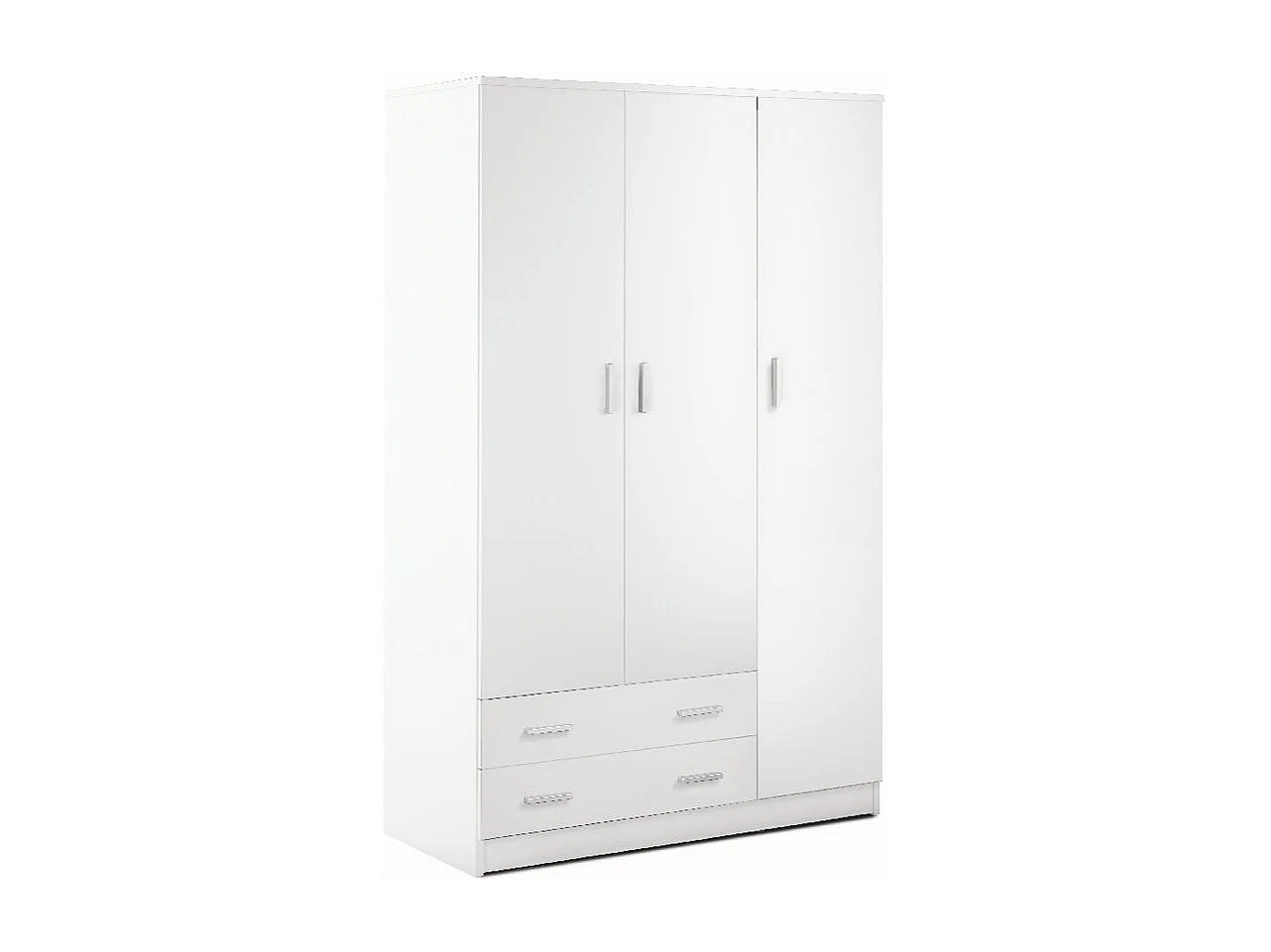 Armario ropero moderno dormitorio 3 puertas 2 cajones Mell - Blanco