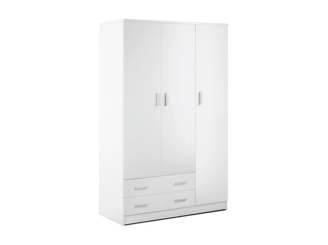 Armario ropero moderno dormitorio 3 puertas 2 cajones Mell - Blanco