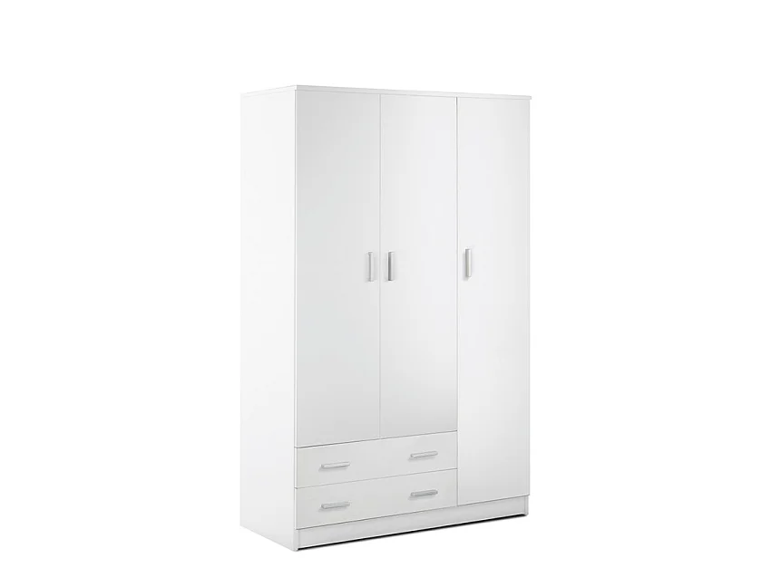 Armadio 3 ante 2 cassetti kit l115 p52 h182 in truciolare nobilitato color bianco liscio